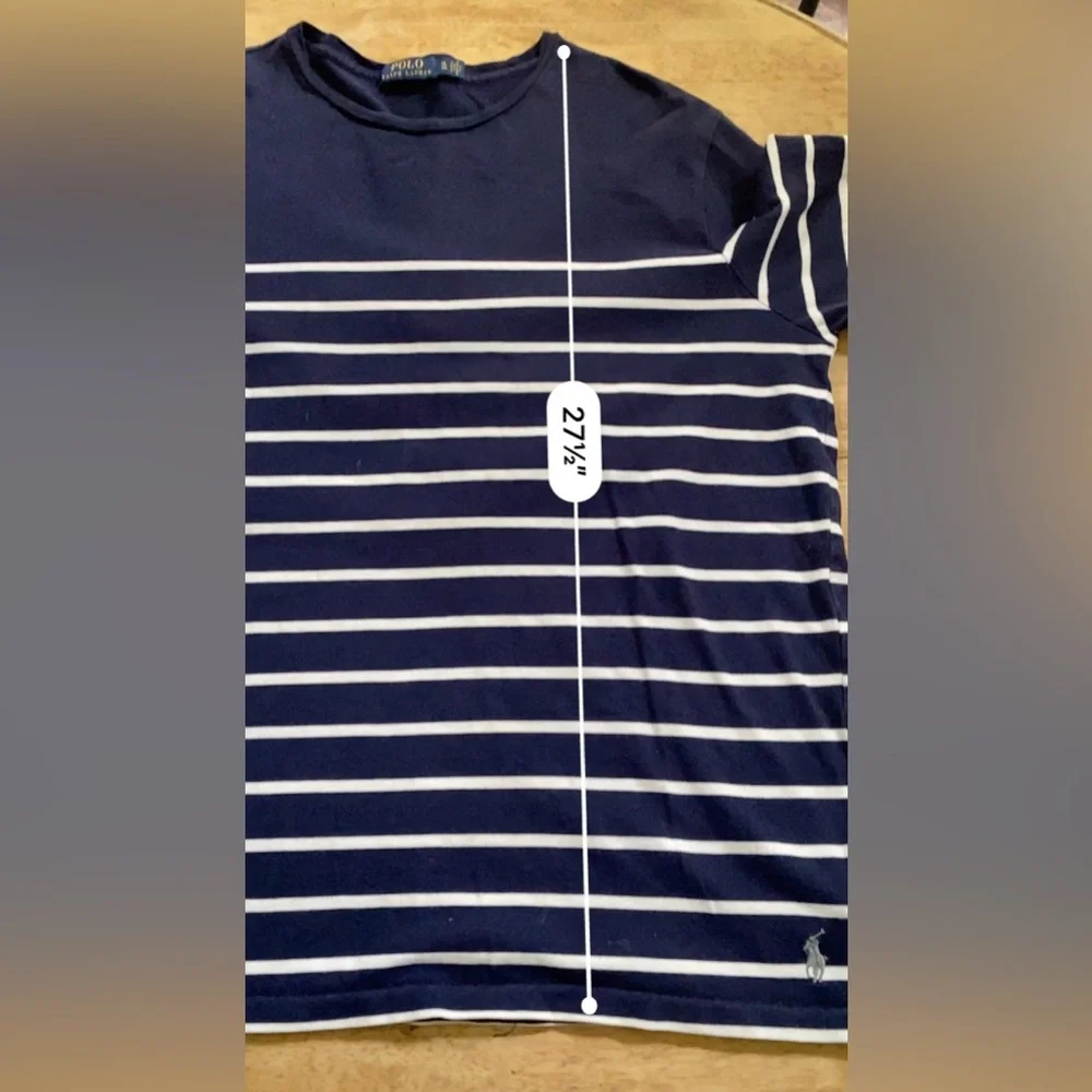 Polo Ralph Lauren Men’s XL French Navy/Nevis Pinstripe Long Sleeve Breton‎ Shirt